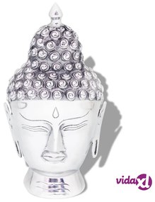 vidaXL Testa di Buddha Decorazione in Alluminio Argento
