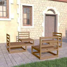 Set divani da giardino 4 pz miele in legno massello di pino