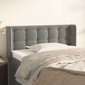 Testiera Ad Orecchio Grigio Chiaro 83x16x78/88 Cm İn Velluto /
