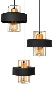 Lampadario a sospensione con filo VOLTA 3xE27/15W/230V nero/oro