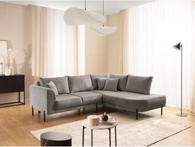 Divano angolare grigio tortora (con penisola a destra/a L) con rivestimento in ciniglia Mauris – Ropez