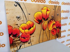 Quadro su tela – Papaveri rossi in stile etnico