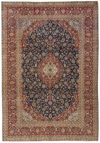 Kashan Tappeto persiano 250 x 360 Blu (Iran) Annodato A Mano