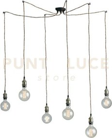 Lampadario a sospensione groove rame 6 luci attacco e27 250cm cavi ...