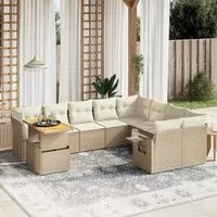 Set Divano da Giardino 10 pz con Cuscini Beige in Polyrattan 3271919