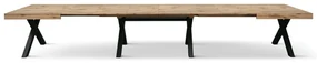 Tavolo GALLIPOLI in legno nobilitato effetto rovere rustico con gambe a X in legno antracite, allungabile 180&#215;90 cm &#8211; 480&#215;90 cm