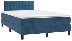 Letto a Molle Materasso e LED Blu Scuro 120x190 cm in Velluto