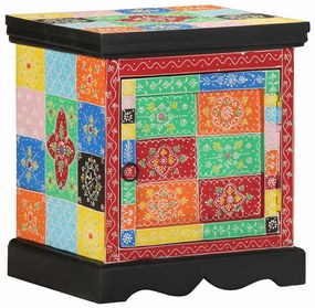 Comodino Multicolore 40x35x45 Cm İn Legno Massello Mango /