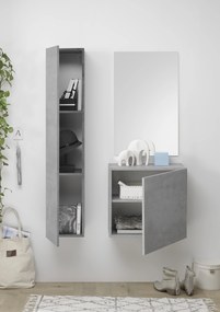 Mobile da ingresso Coly con colonna in finitura Cemento