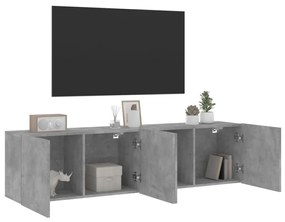 Mobili tv a parete 2pz grigio cemento 80x30x41 cm