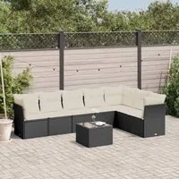 Set Divani da Giardino con Cuscini 8 pz Nero in Polyrattan 3217746