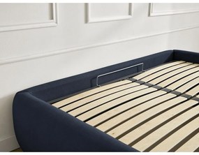 Letto matrimoniale imbottito blu scuro con contenitore/senza testiera con rete inclusa 180x200 cm Inera – Bobochic Paris