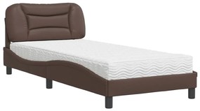 Letto con materasso marrone 90x190 cm in similpelle