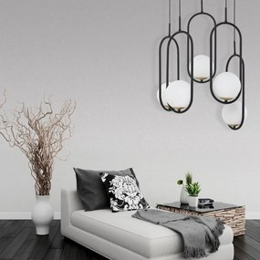 Lampada a sospensione in vetro Samba Jupiter, dimmerabile, Nero, Soggiorno / Sala da pranzo, Vetro, Moderno, Lampada a sospensione
