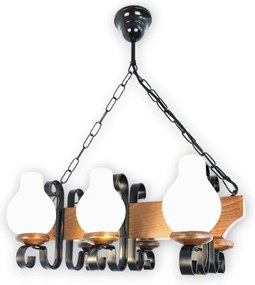 Brilagi - Lampadario a sospensione con catena QUEEN 6xE14/40W/230V faggio/noce