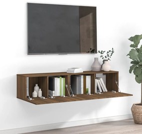 Set Mobili Porta Tv 2 Pz Rovere Marrone İn Legno Multistrato /