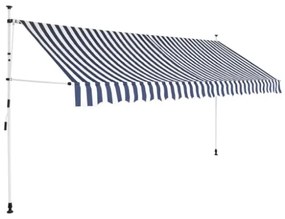 Tenda da Sole Retrattile Manuale 400 cm a Strisce Blu e Bianche