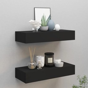 Scaffali Con Cassetti Da Parete 2 Pz Neri 60x23,5x10 Cm Mdf /