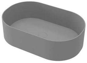 Lavabo da appoggio Kros ovale in ceramica L 55 x H 14 x P 38 cm grigio