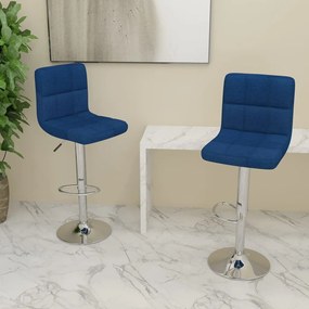 Sgabelli Da Bar 2 Pz Blu İn Tessuto /