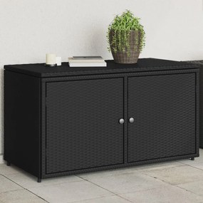 Armadietto Portaoggetti Giardino Nero 110x55x60,5cm Polyrattan /