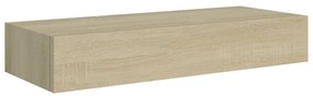 Scaffale con cassetti da parete rovere 60x23,5x10 cm in mdf
