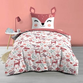 Set copripiumino e federa da bambini bianco/rosa in cotone per letto singolo 140x200 cm Bichette – douceur d'intérieur