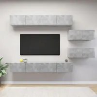 Set Porta TV 6 pz Grigio Cemento in Truciolato 3079148