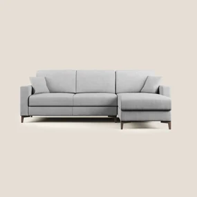Kafka divano letto angolare in morbido tessuto impermeabile T02 grigio chiaro 262 cm sinistro (mat. 120x197)