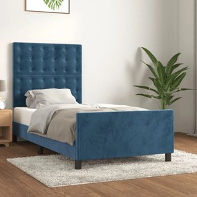 Giroletto Senza Materasso Blu Scuro 100x200 Cm İn Velluto /