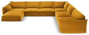 Divano angolare color senape (con penisola a destra/a U) con rivestimento in velluto Vanda – Mazzini Sofas