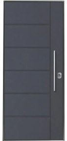 Porta blindata YALE Porta Thermo L 80 x H 210 cm in PVC grigio 7016 opaco/bianco, apertura spingere a sinistra, falso telaio incluso
