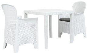 Set Da Bistrò 3 Pz İn Plastica Stile Rattan Bianco /