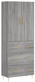 Credenza Grigio Sonoma 69,5x34x180 cm in Legno Multistrato