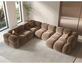 Divano angolare marrone (con penisola a sinistra/a U) con rivestimento in velluto Loretto – Cosmopolitan Design