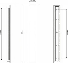 Applique da parete in cemento 90cm per Strisce LED Bidirezionale