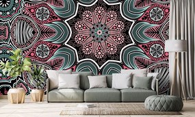 Carta da parati – Mandala indiano con motivo floreale