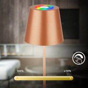 Briloner 7510013 - Lampada da tavolo dimmerabile LED RGB CALIDA, 2,5 W/5 V, IP44, batteria 1200 mAh, finitura bronzo