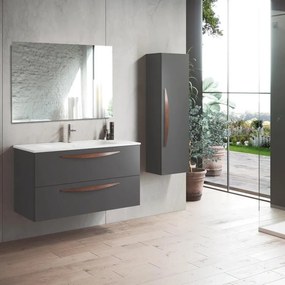 Mobile da bagno sotto lavabo Arco grigio cenere laccato opaco L 99.5 x H 55 x P 45 cm 2 cassetti, lavabo non incluso