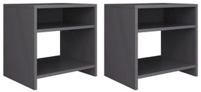Comodini 2 pz grigio 40x30x40 cm in truciolato
