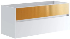 Mobile da bagno sospeso sotto lavabo L 119.5 x H 50 x P 45.5 cm senape opaco, 2 cassetti Niwa