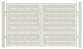 Cancello elettrico battente Privacy in ferro, apertura centrale, L 308.5, H 180 cm, di colore bianco