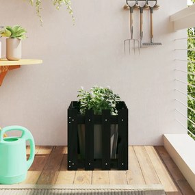 Fioriera Giardino A Recinzione Nera 40x40x40 Cm Massello Pino /