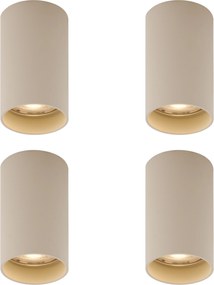 Set di 4 faretti moderni beige da superficie GU10 50mm rotondi - Tuba