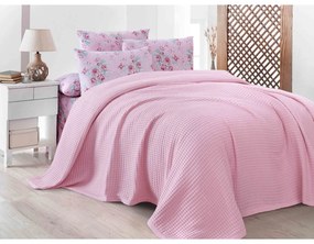 Copriletto in cotone rosa 220x240 cm Waffle - Mila Home