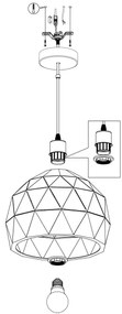 Eglo 97855 - Lampadario a sospensione con filo ROCCAFORTE 1xE27/60W/230V