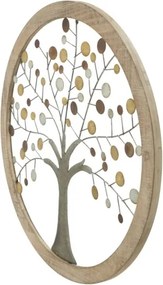 Pannello Decorativo Rotondo Albero Della Vita 61x1,8 Oro E Legno