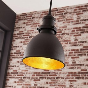 Lindby Lampada a sospensione Jasminka nero-oro, a 1 luce