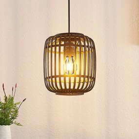 Lampada a sospensione Lindby Canyana, nero, rattan, Ø 22 cm