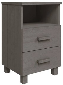 Comodino HAMAR Grigio Chiaro 40x35x62 cm Legno Massello di Pino